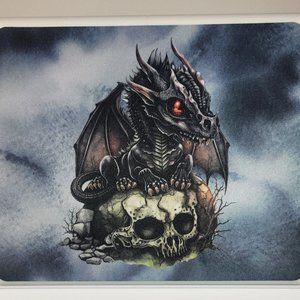 Baby Dragon on Skull with Branches Rectangular Mouse Pad 9.5 x 8 x 0.12 Inches